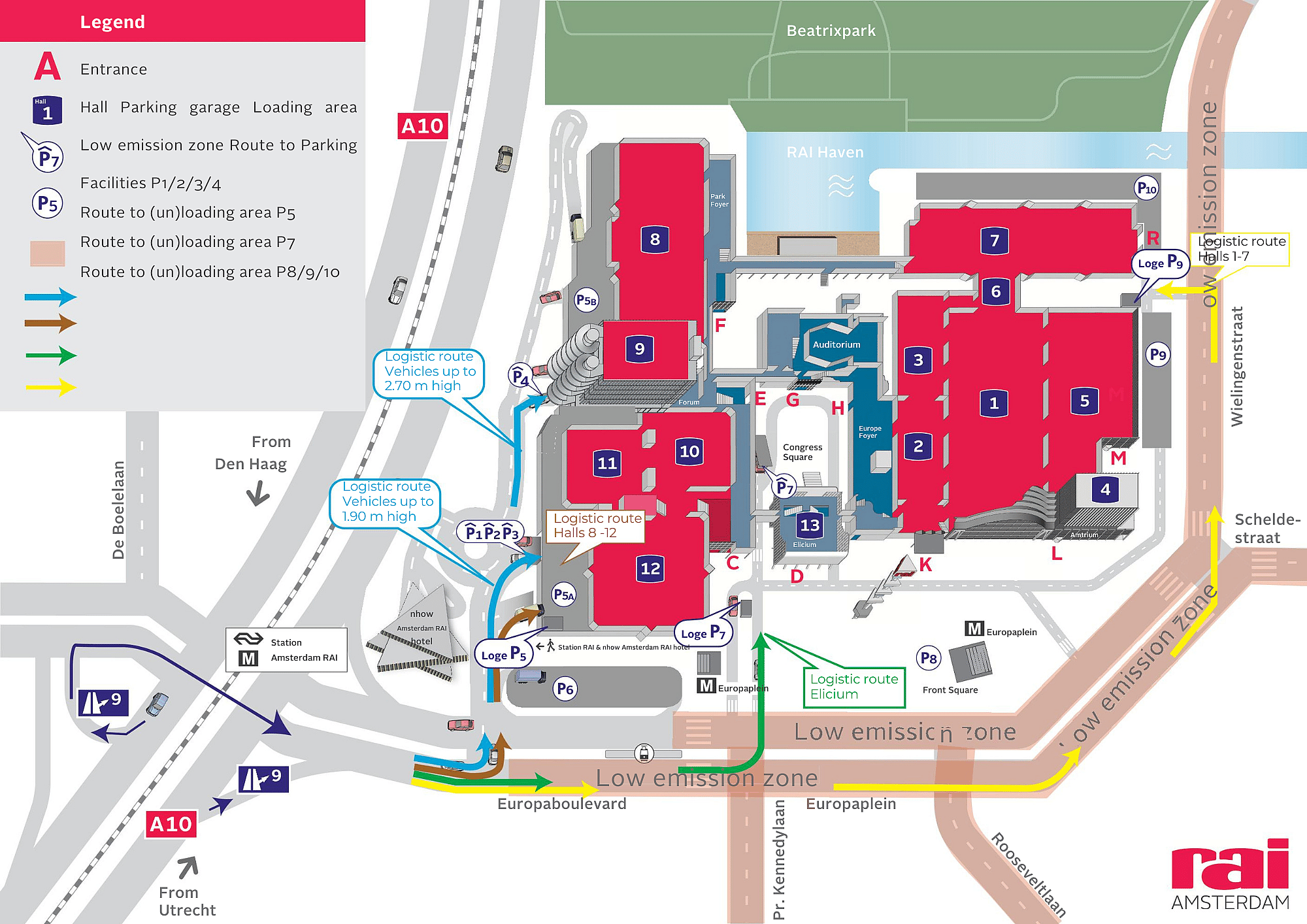 Plattegrond RAI gebouw