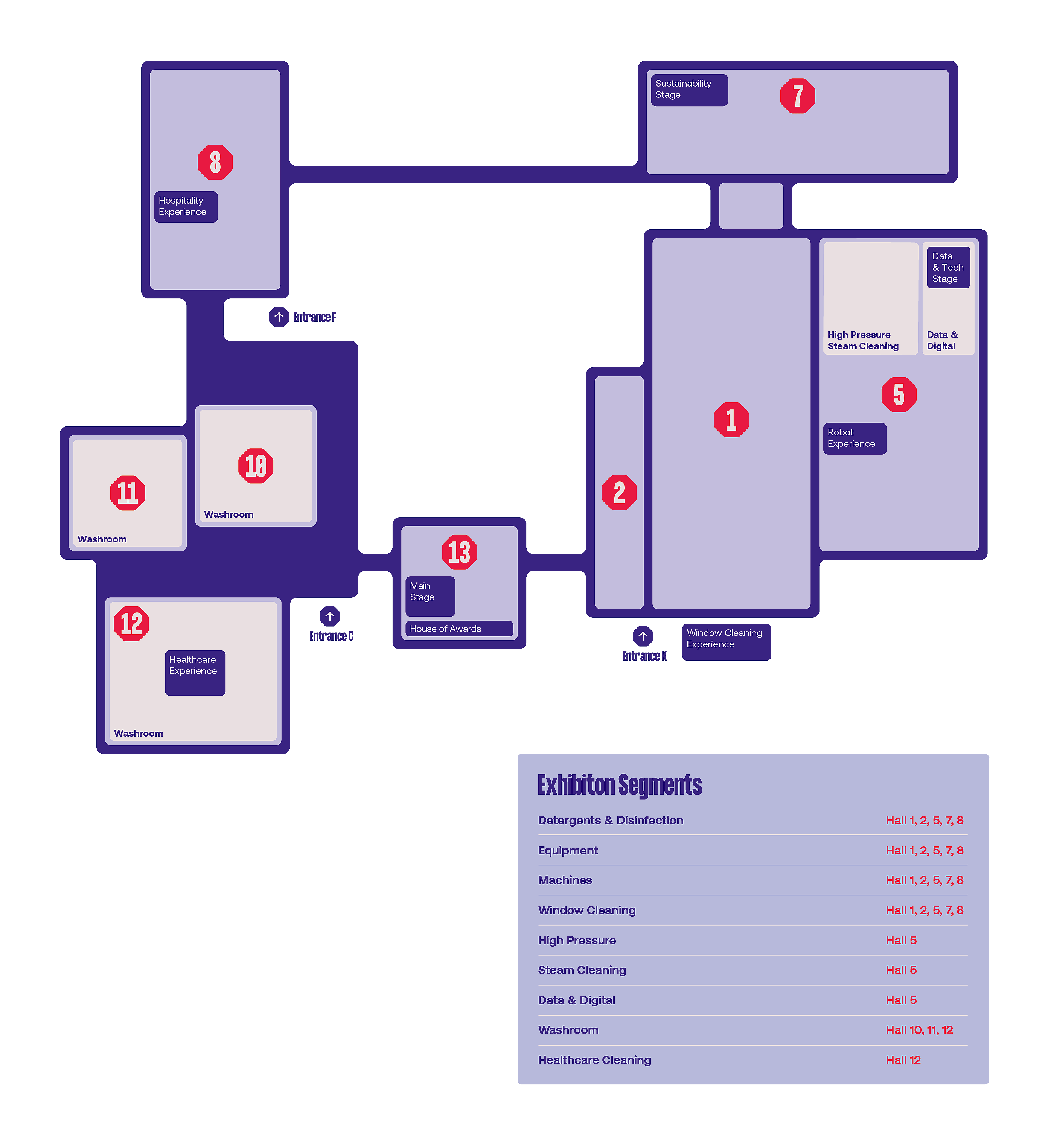 Interclean Amsterdam 2026 floor plan segments