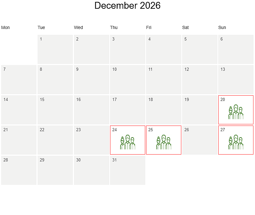 Calendar of busy periods at the RAI in August
