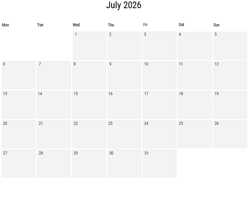 Calendar of busy periods at the RAI in July