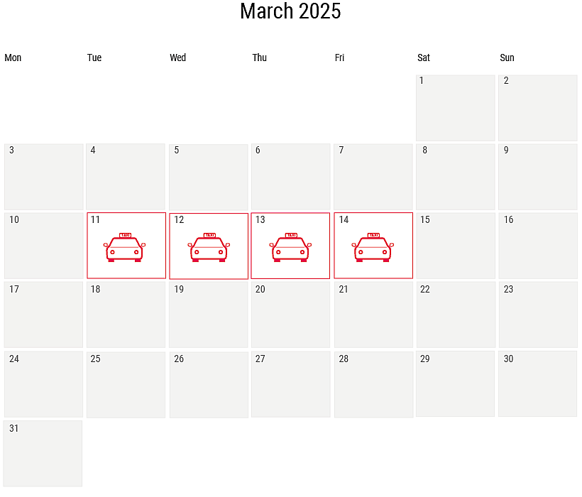 busy calendar  March