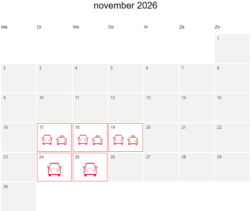 Calendar of busy periods at the RAI in August