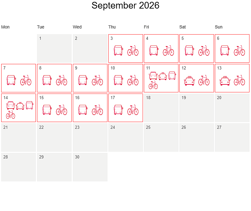 Calendar of busy periods at the RAI in August