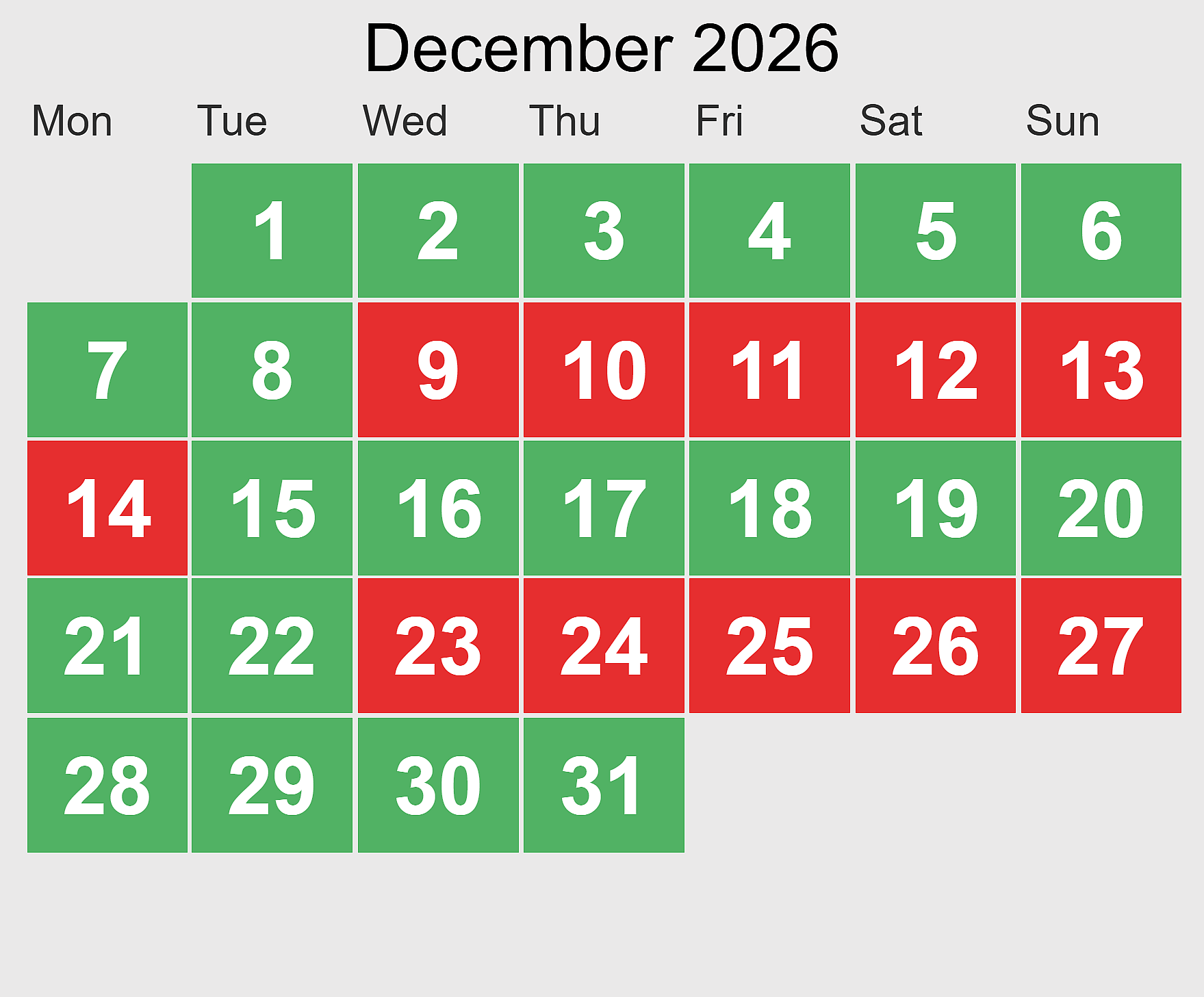 P+R closed or open in December 2026